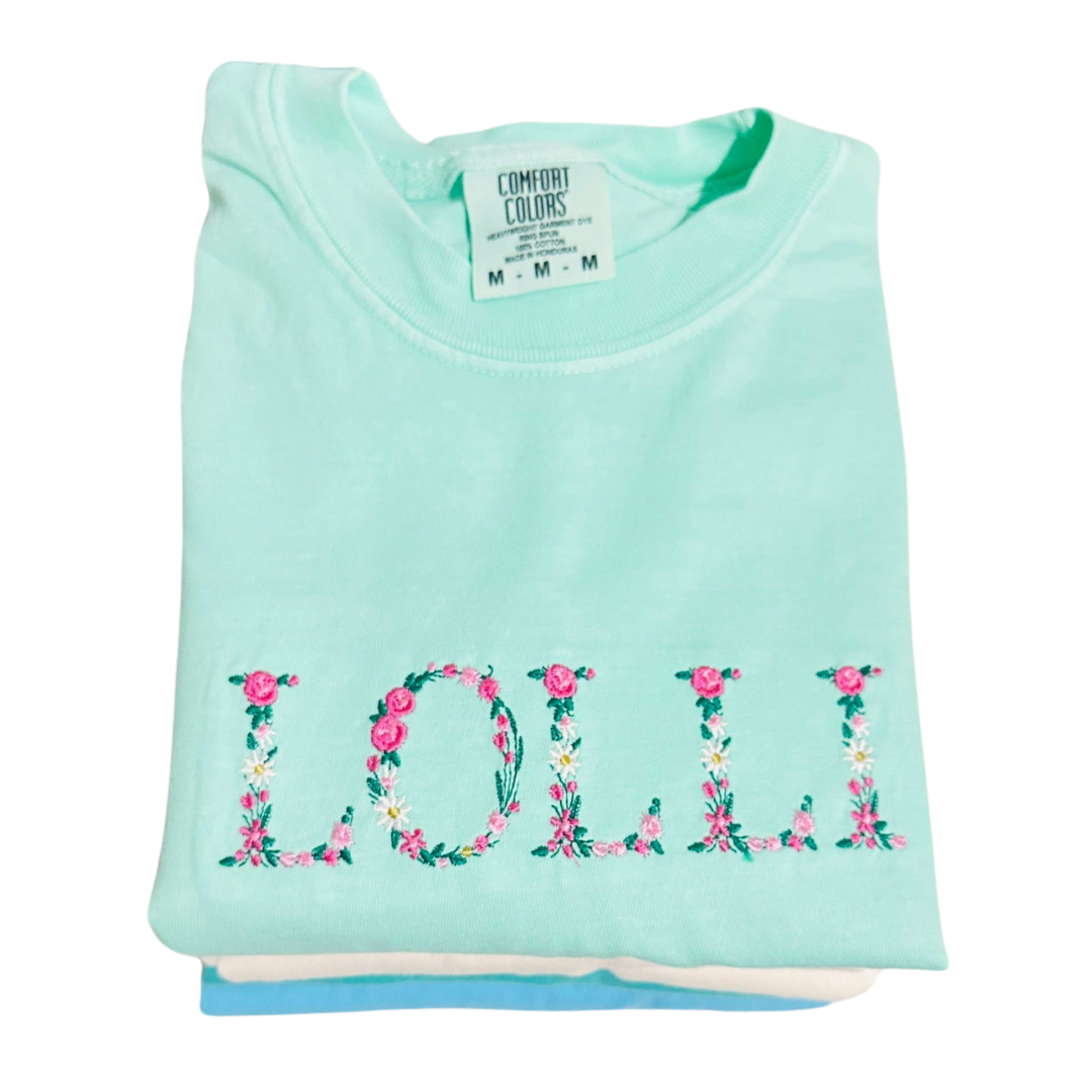 Custom Embroidery Floral Name Shirt