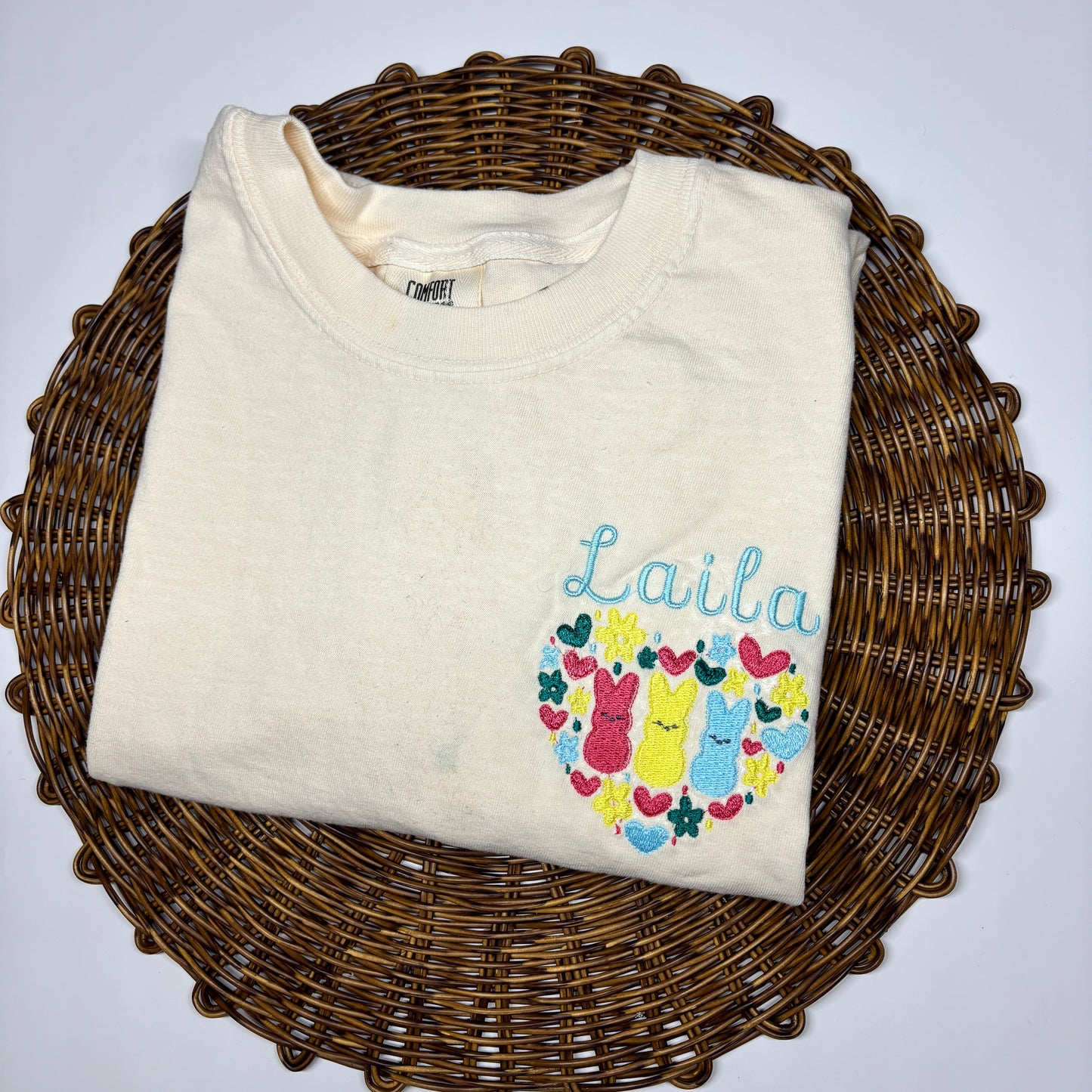 Easter Peeps Adult Embroidered Personalized T Shirt