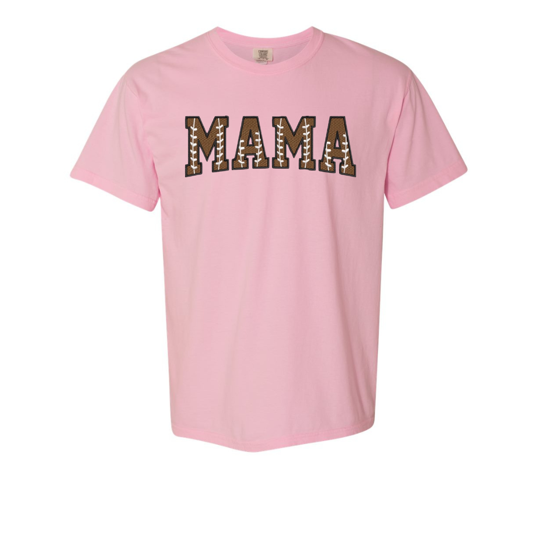Custom Football Mama Shirt – Embroidered Game Day Tee or Long Sleeve | Add Name on Back & Sleeve | Personalized Football Mom Shirt