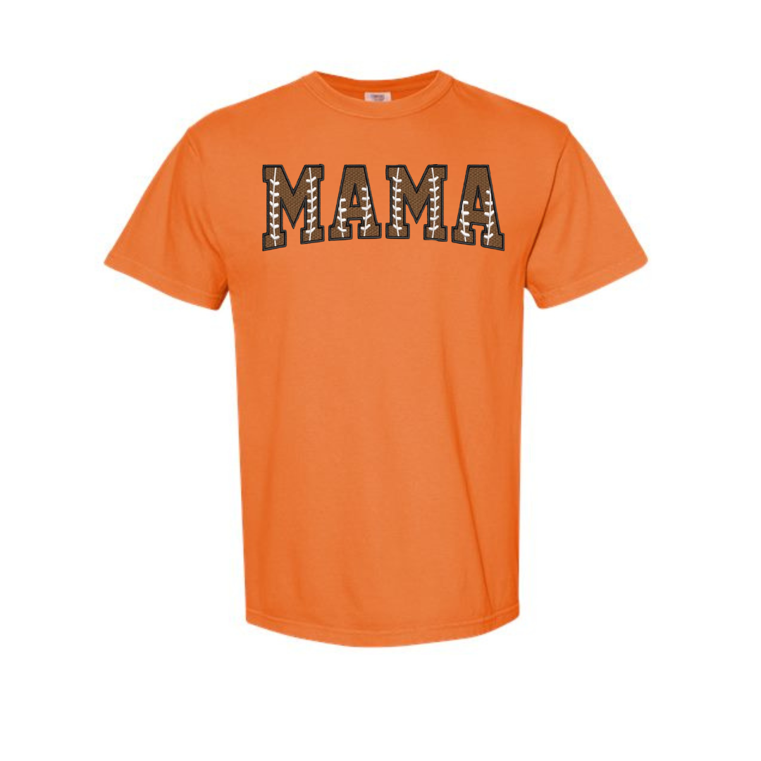 Custom Football Mama Shirt – Embroidered Game Day Tee or Long Sleeve | Add Name on Back & Sleeve | Personalized Football Mom Shirt