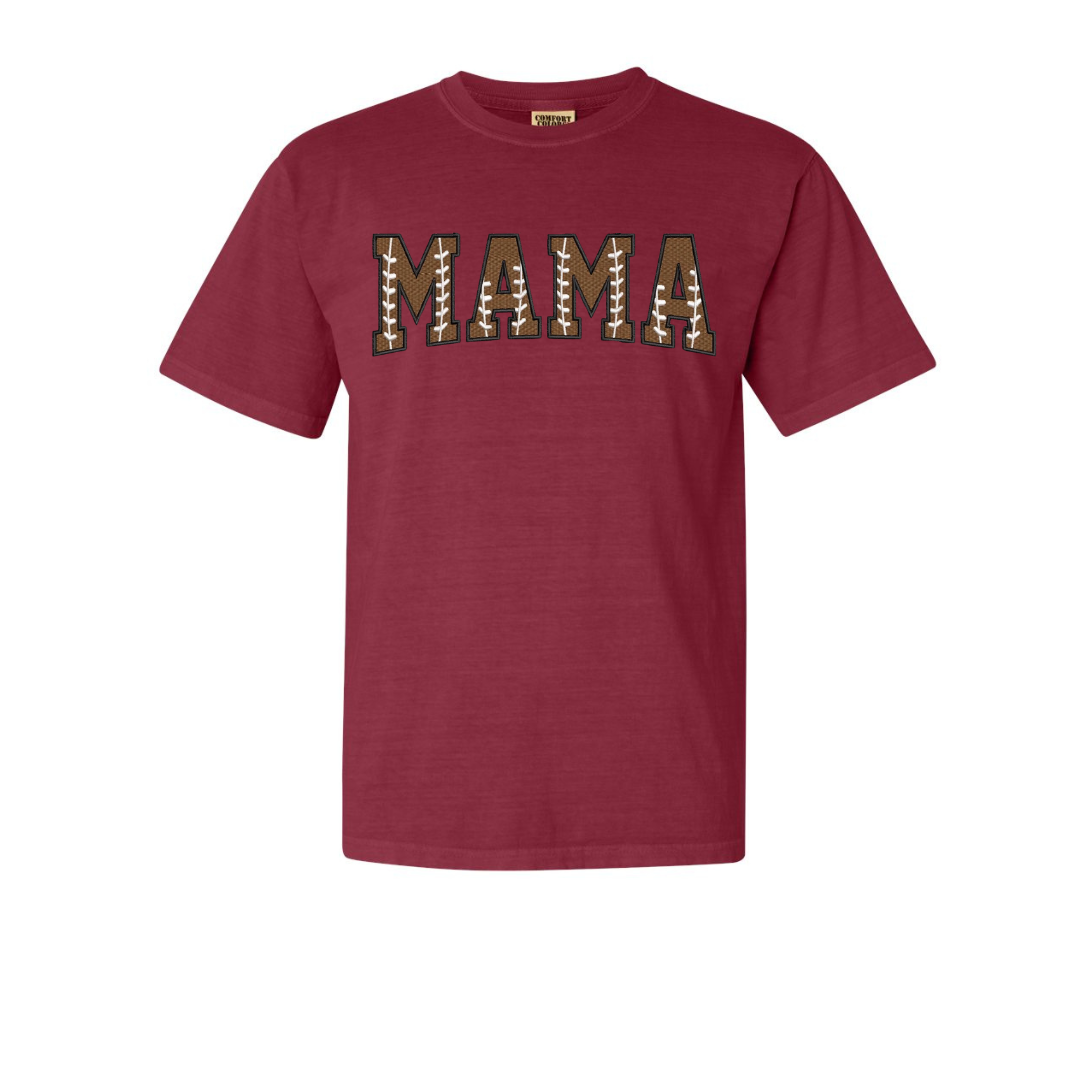 Custom Football Mama Shirt – Embroidered Game Day Tee or Long Sleeve | Add Name on Back & Sleeve | Personalized Football Mom Shirt