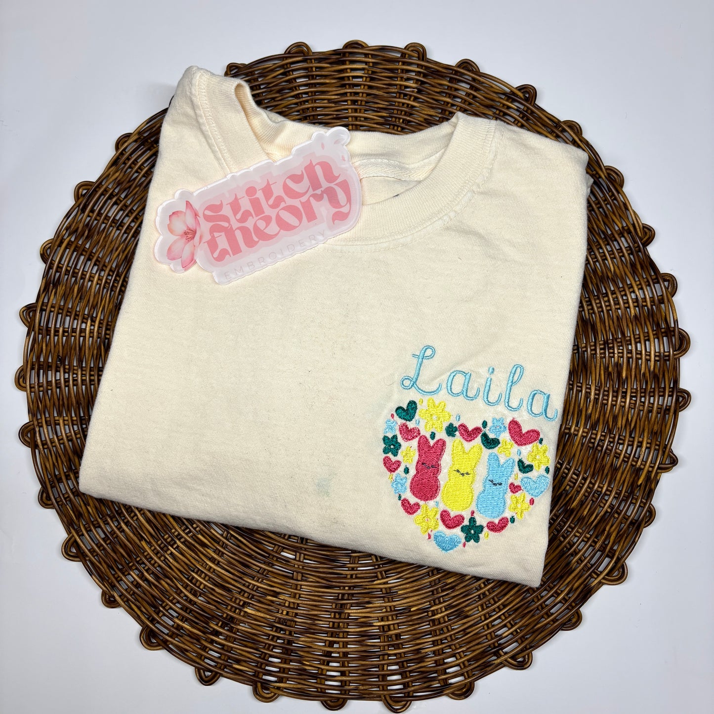 Easter Peeps Adult Embroidered Personalized T Shirt