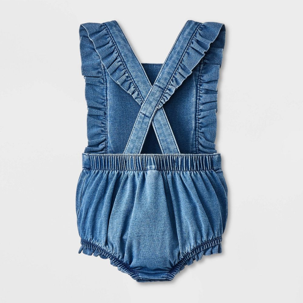 Baby Denim Ruffle Romper – Custom Embroidered Initial
