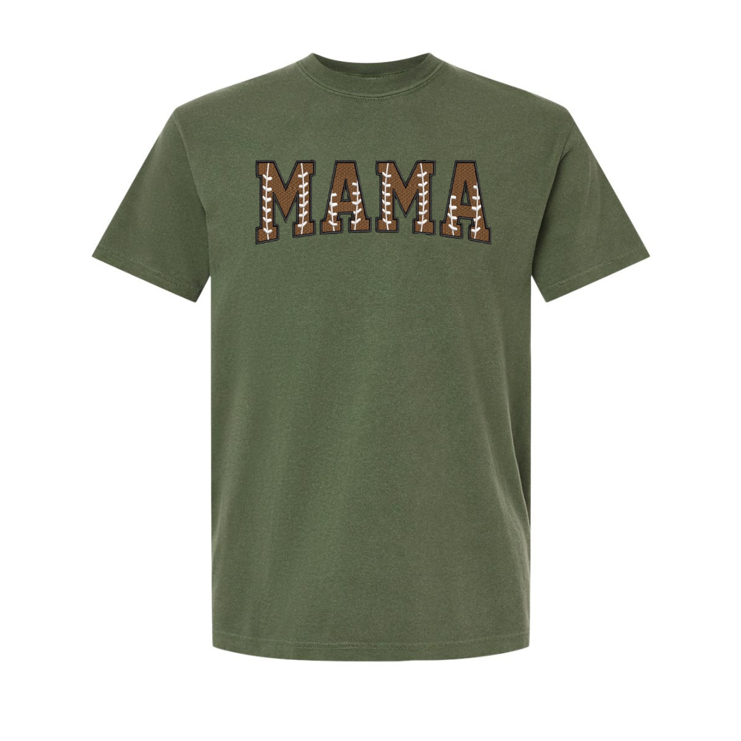 Custom Football Mama Shirt – Embroidered Game Day Tee or Long Sleeve | Add Name on Back & Sleeve | Personalized Football Mom Shirt