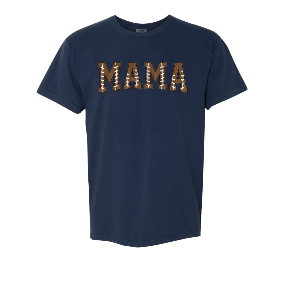 Custom Football Mama Shirt – Embroidered Game Day Tee or Long Sleeve | Add Name on Back & Sleeve | Personalized Football Mom Shirt