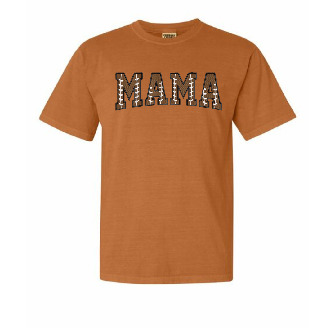 Custom Football Mama Shirt – Embroidered Game Day Tee or Long Sleeve | Add Name on Back & Sleeve | Personalized Football Mom Shirt