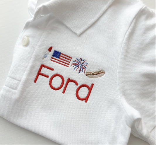 Boys Personalized Patriotic Polo